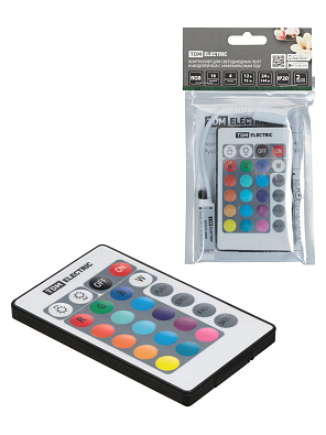 Контроллер для светодиодных лент и модулей RGB-IR-12В-6А-72Вт-IP20, 3 канала, пульт 24 кнопки, TDM ELECTRIC - фото1