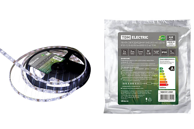 Лента светодиодная SMD2835-60 LED/м-IP20-12 В-4,8 Вт/м-6000 К (5 м) TDM ELECTRIC - фото1