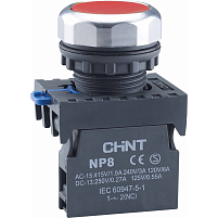 Кнопка управления NP8-01BND/4 подсветка, самовозв, красный, AC110-230В(LED), 1НЗ, IP65 (R)