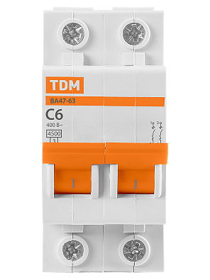 ВА47-63 2Р  6А 4,5кА х-ка С TDM ELECTRIC модульный автоматический выключатель - фото4