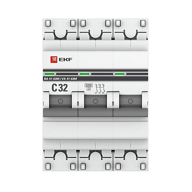 ВА 47-63M 3P 32А (C) 6кА EKF PROxima автоматический выключатель, арт. mcb4763m-6-3-32C-pro - фото12