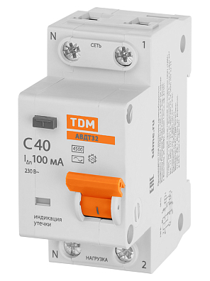 АВДТ 32 2P(1P+N) C40А 100мА 4,5кА TDM ELECTRIC дифференциальный автоматический выключатель - фото3