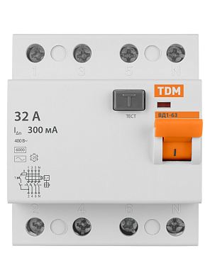 ВД1-63 4Р 32А 300мА TDM ELECTRIC устройство защитного отключения (УЗО) - фото5