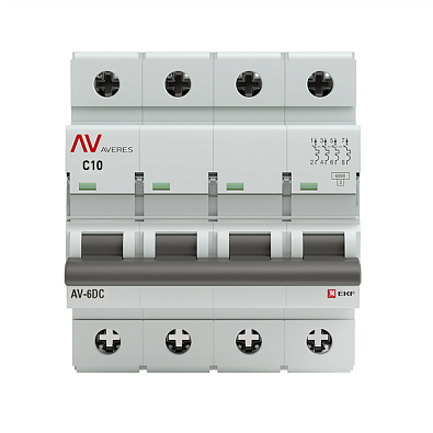 AV-6 DC 4P 10A (C) 6kA EKF AVERES выключатель автоматический, арт. mcb6-DC-4-10C-av - фото4
