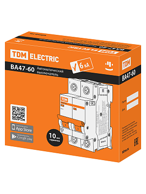 ВА47-60 2Р  3А 6кА х-ка С TDM ELECTRIC модульный автоматический выключатель - фото3