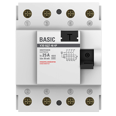 Устройство защитного отключения (УЗО) 4P 25А/30мА (электронное)  Basic - фото4