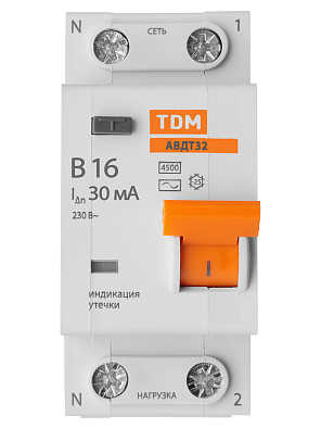 АВДТ 32 2P(1P+N) B16А 30мА 4,5кА TDM ELECTRIC дифференциальный автоматический выключатель - фото5