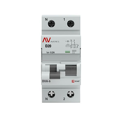 DVA-6 1P+N 20А (D) 300мА (AC) 6кА EKF AVERES дифференциальный автомат, арт. rcbo6-1pn-20D-300-ac-av - фото7
