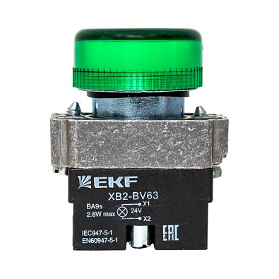 Лампа сигнальная BV63 зеленая EKF 24В EKF PROxima - фото5