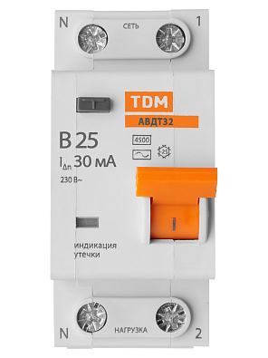 АВДТ 32 2P(1P+N) B25А 30мА 4,5кА TDM ELECTRIC дифференциальный автоматический выключатель - фото5