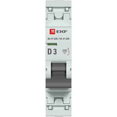 ВА 47-63N 1P 3А (D) 6кА EKF PROxima автоматический выключатель, арт. M636103D - фото3