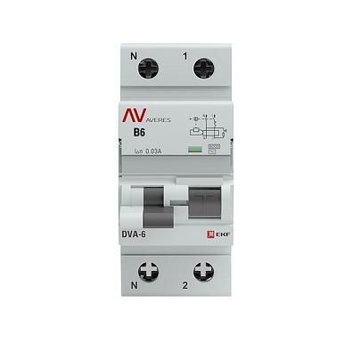 DVA-6 1P+N 6А (B) 30мА (AC) 6кА EKF AVERES дифференциальный автомат, арт. rcbo6-1pn-6B-30-ac-av - фото7