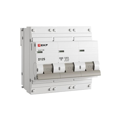 ВА 47-100 3P 125А (D) 10kA EKF PROxima автоматический выключатель, арт. mcb47100-3-125D-pro - фото12