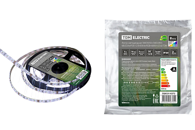 Лента светодиодная SMD5050+SMD2835 60LED/м-IP20-12 В-8 Вт/м-RGB+6000 К (5 м) TDM ELECTRIC - фото1