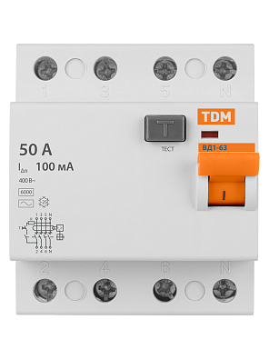 ВД1-63 4Р 50А 100мА TDM ELECTRIC устройство защитного отключения (УЗО) - фото6