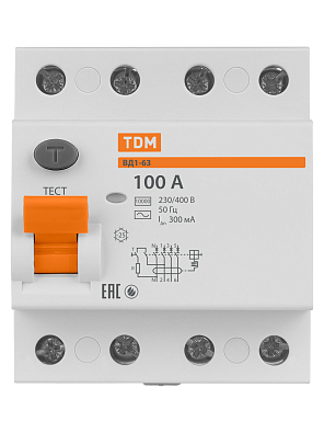 ВД1-63 4Р 100А 300мА TDM ELECTRIC устройство защитного отключения (УЗО) - фото5