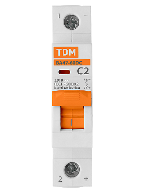ВА47-60DC 1P  2А 6кА х-ка С TDM ELECTRIC модульный автоматический выключатель - фото4