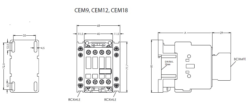 Контактор электромагнитный CEM 09.10 110V AC - фото2