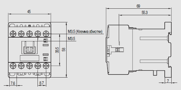 Миниконтактор - GMD-9M/4,4.0kW - 9A,4Р,DC220V 3W 2a2b - фото2