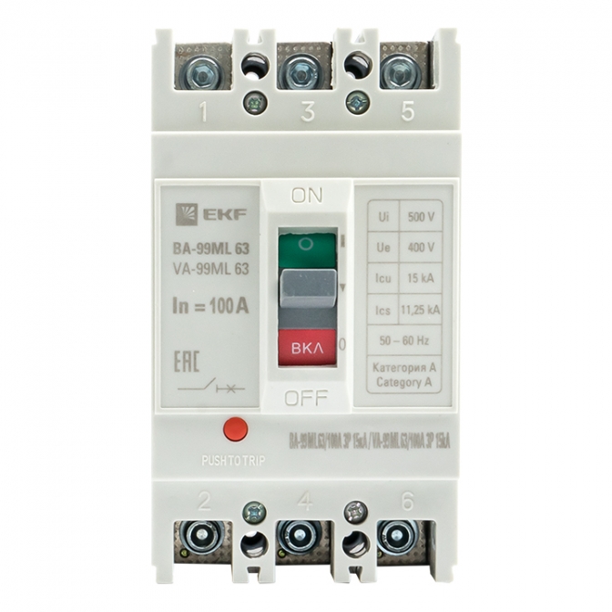 Автоматический выключатель ВА-99МL 63/100А 3P 15кА EKF Basic - фото3