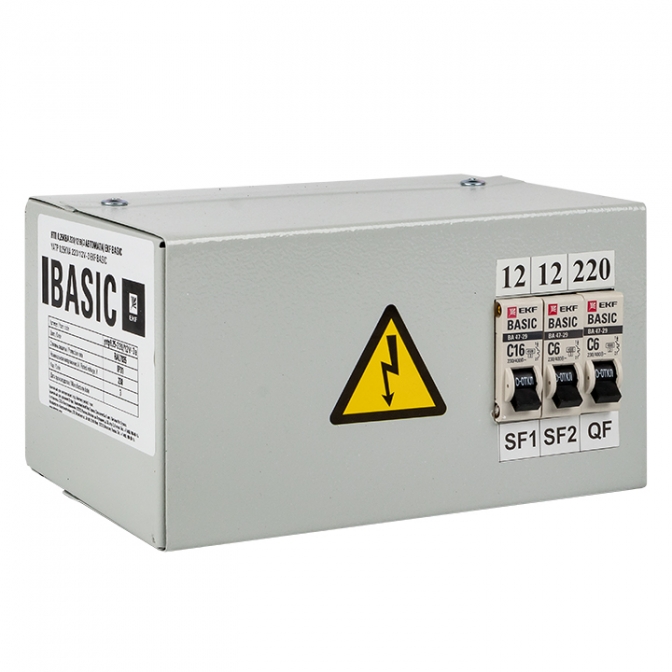 Ящик с понижающим трансформатором ЯТП 0,25кВА 220/12В (3 автомата) EKF Basic - фото1