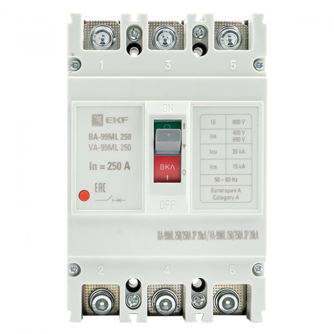 Автоматический выключатель ВА-99МL 250/250А 3P 20кА EKF Basic - фото2