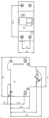 Дифференциальный автоматический выключатель KZS 2М С 10/0,03 A (10kA) - фото2