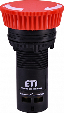 Кнопка монобл. грибок ECM-T10-R (отключение поворотом, 1NO, красная) - фото1