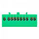 Шина "0" PE (6х9мм) 10 отверстий латунь зеленый изолированный корпус на DIN-рейку EKF PROxima - фото2