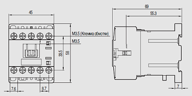 Миниконтактор - GMD-6M,2.2kW - 6A,3Р,DC12V 3W 1a - фото2