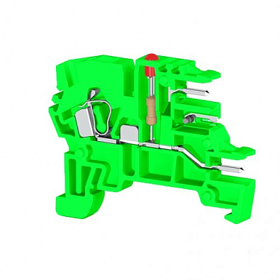 Клеммник пружинный с разъёмом, на DIN-рейку, 2,5 мм.кв., (зеленый); PCY 2,5 - фото1